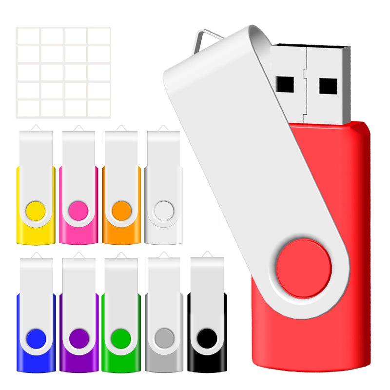 JBOS 4GB USB Flash Drive, Flash Stick 4 GB 10 Pack Memory Stick JBOS Swivel Thumb Drives Gig Stick USB2.0 Pen Drive for Fold Digital Date Storage, Zip Drive, Jump Drive, Disk Key, USB Stick, Mixed Colors - Image 1